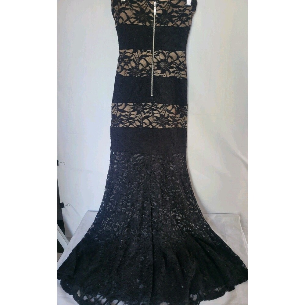 B.Darlin Prom Dress Lace Black Strapless Size 1/2 Maxi Full Length - Picture 3 of 12